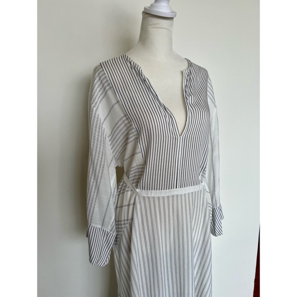 Zara Draped Striped Midi Dress - Picture 1 of 5